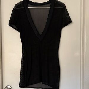 Elegant Black Sheer V-Neck Top